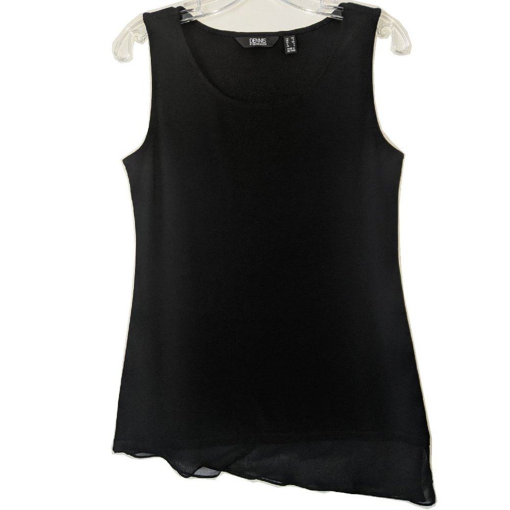 Dennis Basso Caviar Crepe Asymmetrical Chiffon Hem